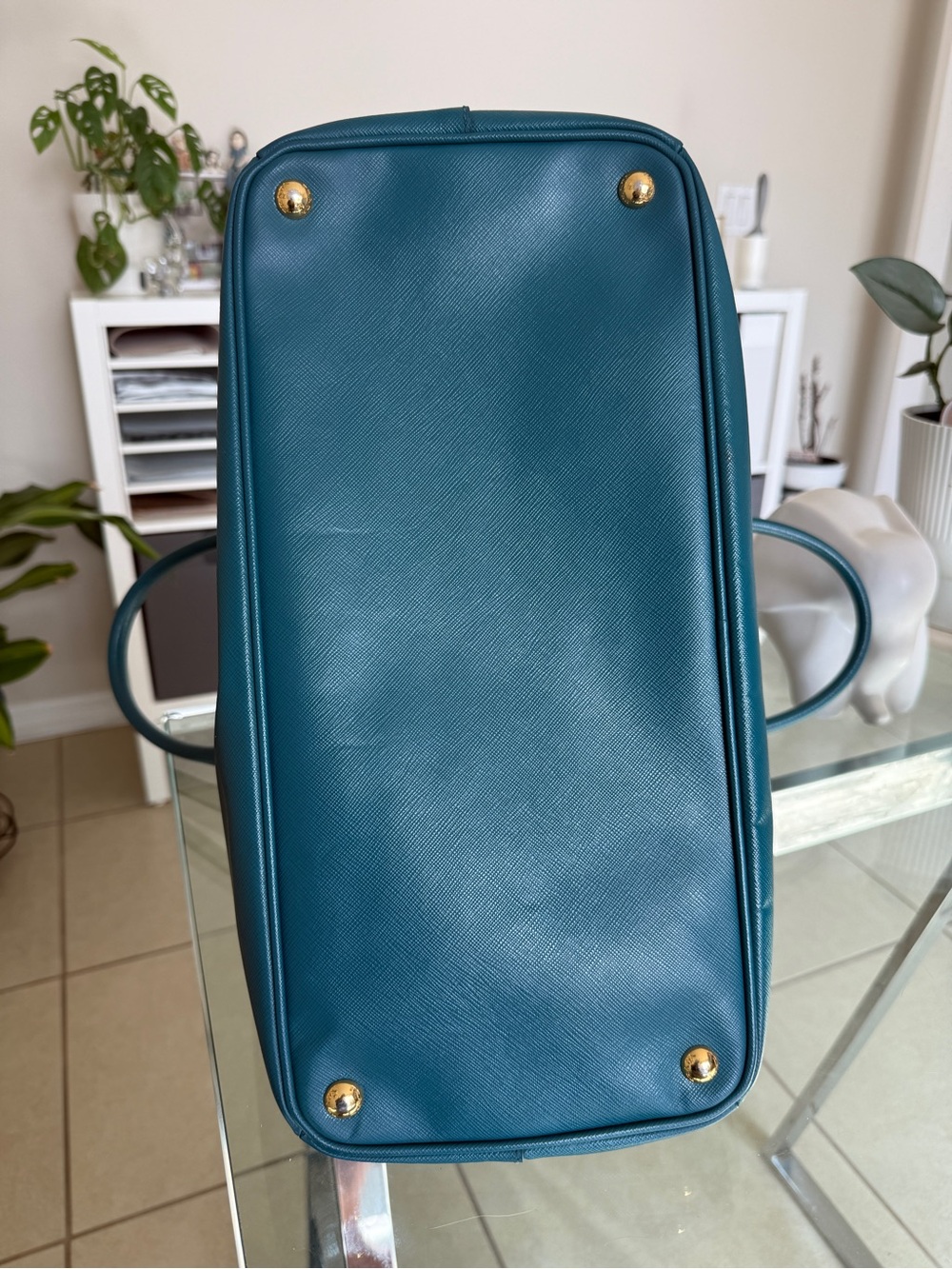 Prada Saffiano Leather Tote - Teal - Picture 13 of 15